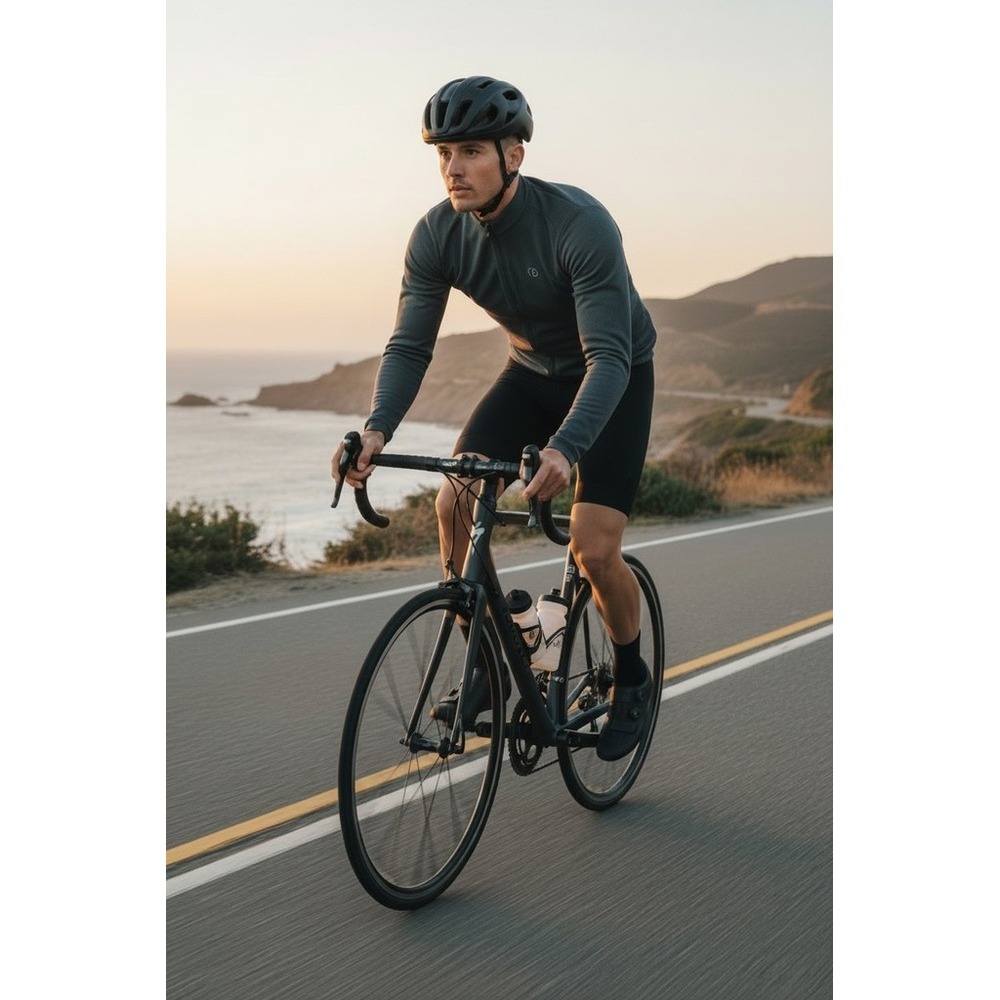 Pearl Izumi Men's Cycling Jersey Sz L Gray 1/4 Zip Long Sleeve Rear pockets spin
